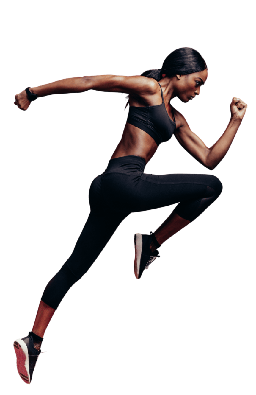 A black woman running.